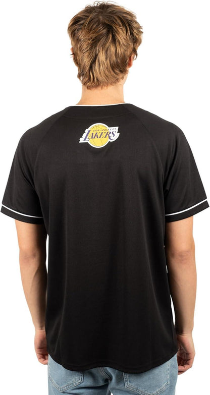 Ultra Game NBA Los Angeles Lakers Men's Mesh Button Down Baseball T-Shirt|Los Angeles Lakers - UltraGameShop