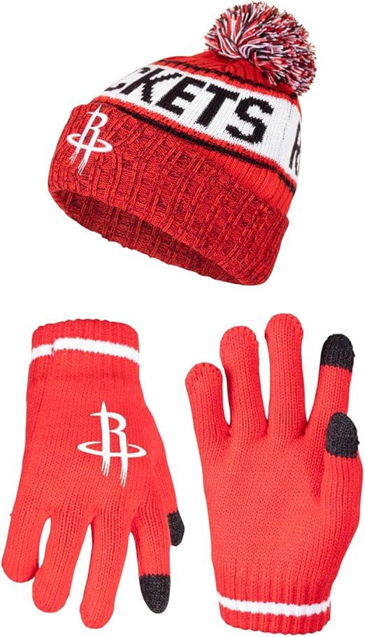 Ultra Game NBA Houston Rockets Boys Girls Super Soft Winter Beanie Knit Hat With Extra Warm Touch Screen Gloves|Houston Rockets - UltraGameShop