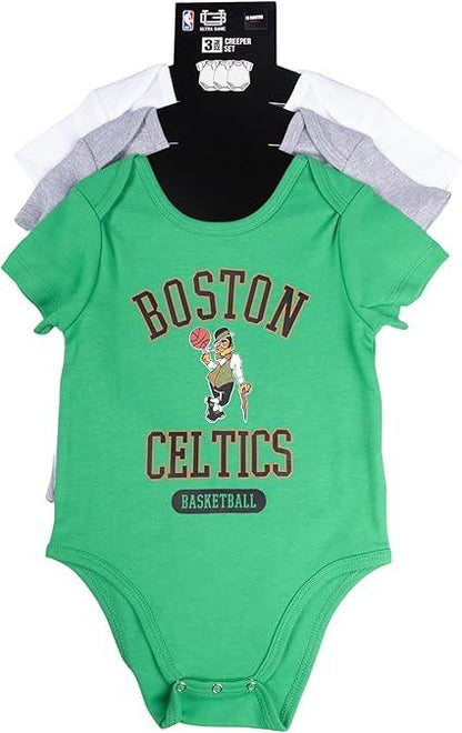 Ultra Game NBA Boston Celtics Super Soft Cotton 3 Pack Baby Creeper Bodysuit|Boston Celtics - UltraGameShop