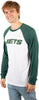 Ultra Game NFL Mens Super Soft Raglan Baseball Long Sleeve T-Shirt| New York Jets