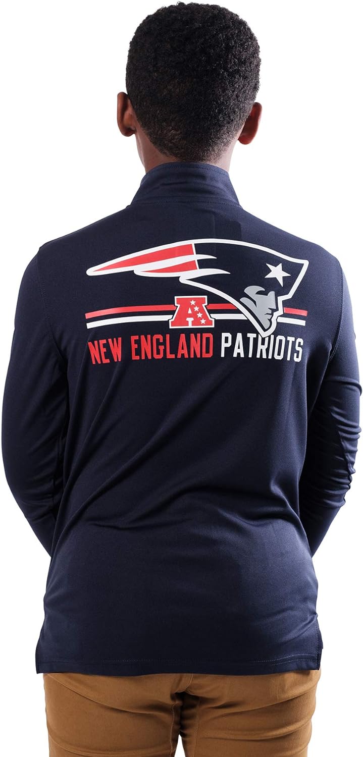 Ultra Game NFL New England Patriots Youth Super Soft Quarter Zip Long Sleeve T-Shirt|New England Patriots