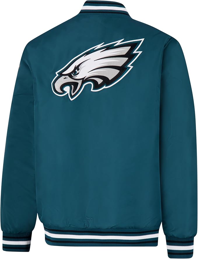 Ultra Game Adults NFL Official Smashing Records Satin Jacket|Philadelphia Eagles