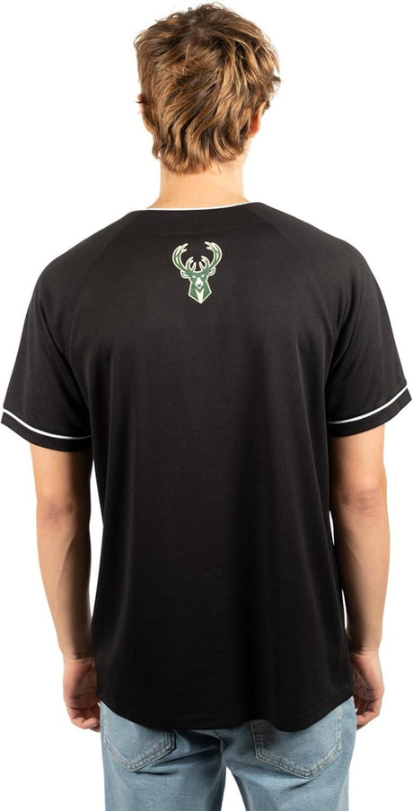 Ultra Game NBA Milwaukee Bucks Men's Mesh Button Down Baseball T-Shirt|Milwaukee Bucks - UltraGameShop