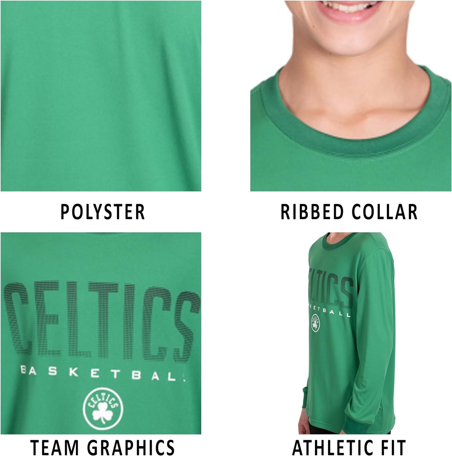 Ultra Game NBA Boston Celtics Boys Super Soft Long Sleeve Active T-Shirt|Boston Celtics - UltraGameShop