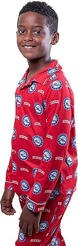 Ultra Game NBA Philadelphia 76ers Boys 2-Piece Loose-fit Button Down Pajamas Set|Philadelphia 76ers - UltraGameShop