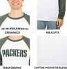 Ultra Game NFL Mens Super Soft Raglan Baseball Long Sleeve T-Shirt| Green Bay Packers