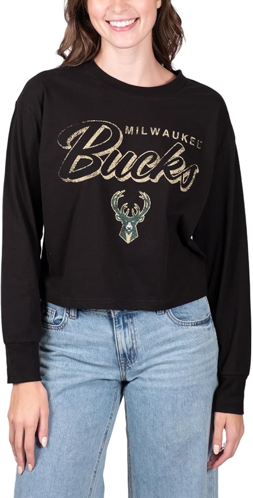 Ultra Game NBA Milwaukee Bucks Women's Super-Soft Crop Top Shirt|Milwaukee Bucks - UltraGameShop