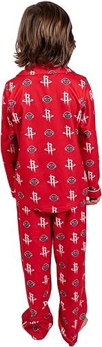 Ultra Game NBA Official Youth 2-Piece Super Soft Button Down Pajamas Set, Houston Rockets, Boys Sizes|Houston Rockets