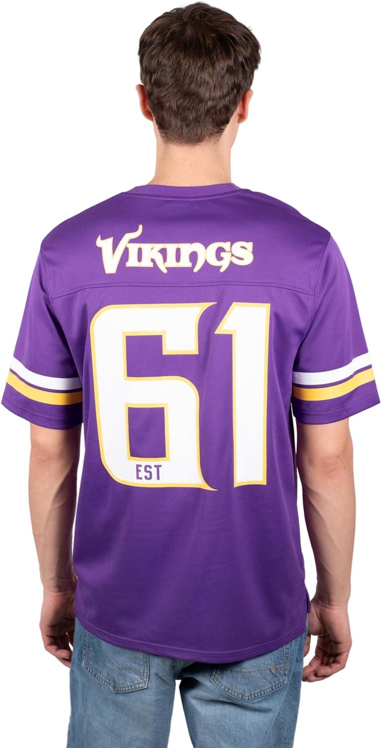 Ultra Game NFL Minnesota Vikings Mens Standard Jersey Crew Neck Mesh Stripe T-Shirt|Minnesota Vikings - UltraGameShop