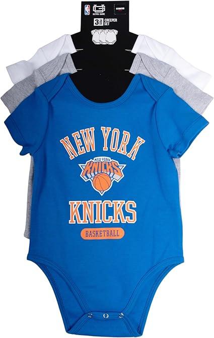 Ultra Game NBA New York Knicks Super Soft Cotton 3 Pack Baby Creeper Bodysuit|New York Knicks - UltraGameShop