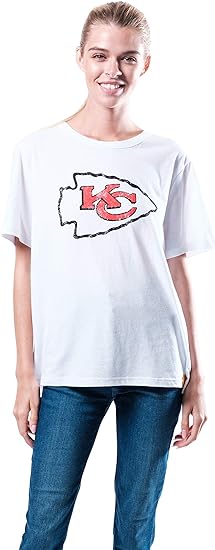 Ultra Game NFL Kansas City Chiefs Womens Soft Vintage Distressed Graphics Jersey Tee Shirt|Kansas City Chiefs