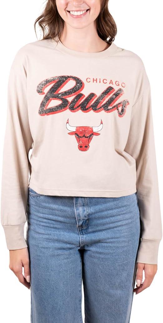 Ultra Game NBA Chicago Bulls Women's Super-Soft Crop Top Shirt|Chicago Bulls - UltraGameShop