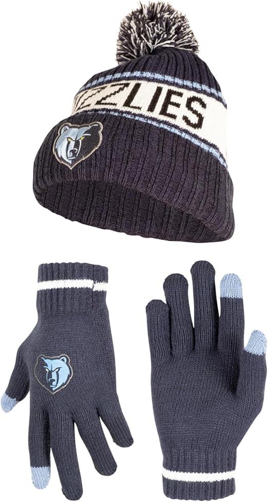 Ultra Game NBA Memphis Grizzlies Adults Super Soft Winter Beanie Knit Hat With Extra Warm Touch Screen Gloves|Memphis Grizzlies - UltraGameShop