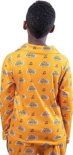 Ultra Game NBA Los Angeles Lakers Boys 2-Piece Loose-fit Button Down Pajamas Set|Los Angeles Lakers - UltraGameShop