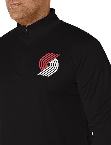 Ultra Game NBA Portland Trail Blazers Men's Quarter Zip Long Sleeve Pullover T-Shirt|Portland Trail Blazers - UltraGameShop