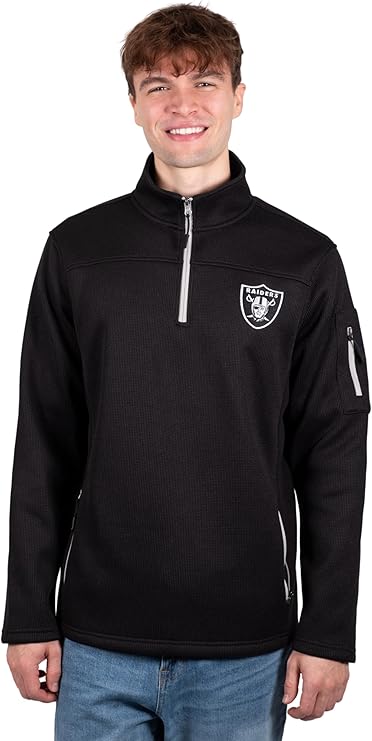 NFL Official Adults Quarter-Zip Super Soft Pullover Sweatshirt with Zipper Pockets - Unisex|Las Vegas Raiders