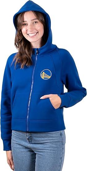 Ultra Game NBA Women's Golden State Warriors Super Soft Crop Top Full Zip Hoodie Sweatshirt | Golden State Warriors - UltraGameShop