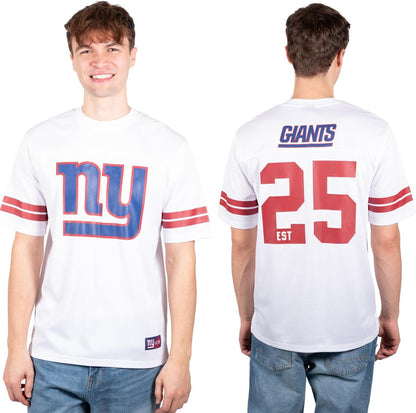 Ultra Game NFL New York Giants Mens Standard Jersey Crew Neck Mesh Stripe T-Shirt|New York Giants - UltraGameShop