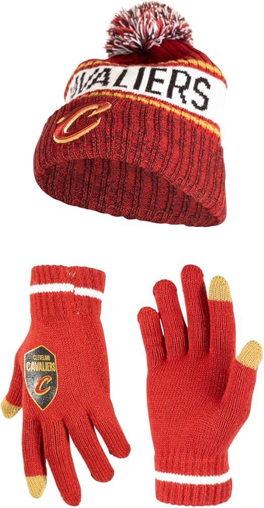 Ultra Game NBA Cleveland Cavaliers Adults Super Soft Winter Beanie Knit Hat With Extra Warm Touch Screen Gloves|Cleveland Cavaliers - UltraGameShop