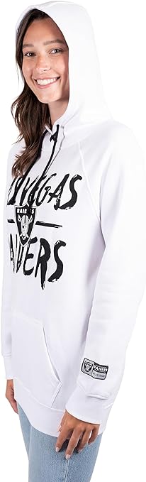 Ultra Game NFL Las Vegas Raiders Womens Fleece Hoodie Pullover Sweatshirt Tie Neck|Las Vegas Raiders