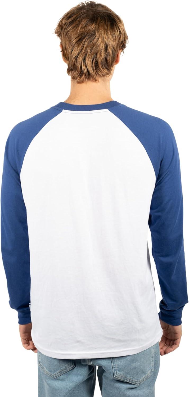 Ultra Game NFL Mens Super Soft Raglan Baseball Long Sleeve T-Shirt| New York Giants - UltraGameShop