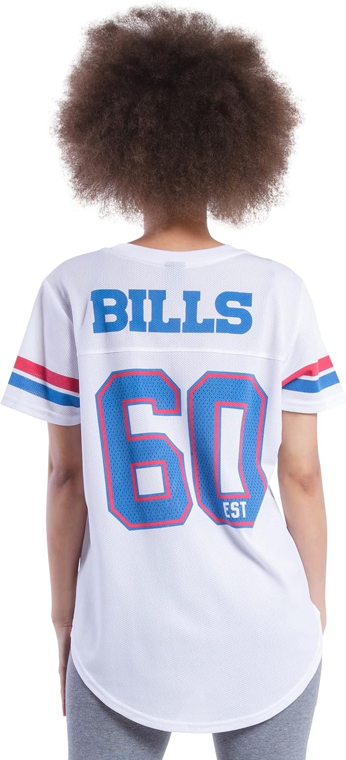 Ultra Game NFL Buffalo Bills Womens Soft Mesh Varsity Stripe T-Shirt|Buffalo Bills - UltraGameShop