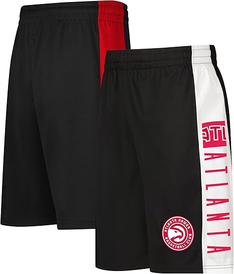Ultra Game NBA Official Men's Super Soft Active Workout Basketball Training Shorts - Unisex, Atlanta Hawks, Black|Atlanta Hawks