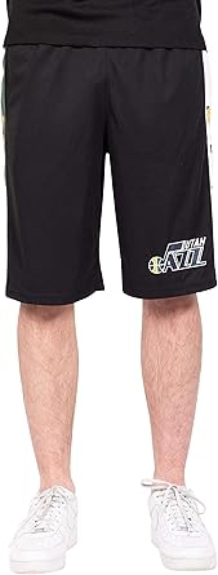 Ultra Game NBA Official Men‚Äôs Super Soft Active Workout Basketball Training Shorts - Unisex, Utah Jazz, Black|Utah Jazz