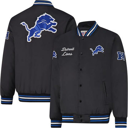 Ultra Game Adults NFL Official Supreme Satin Jacket|Detroit Lions