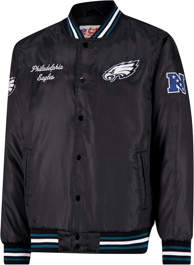 Ultra Game Adults NFL Official Supreme Satin Jacket|Philadelphia Eagles