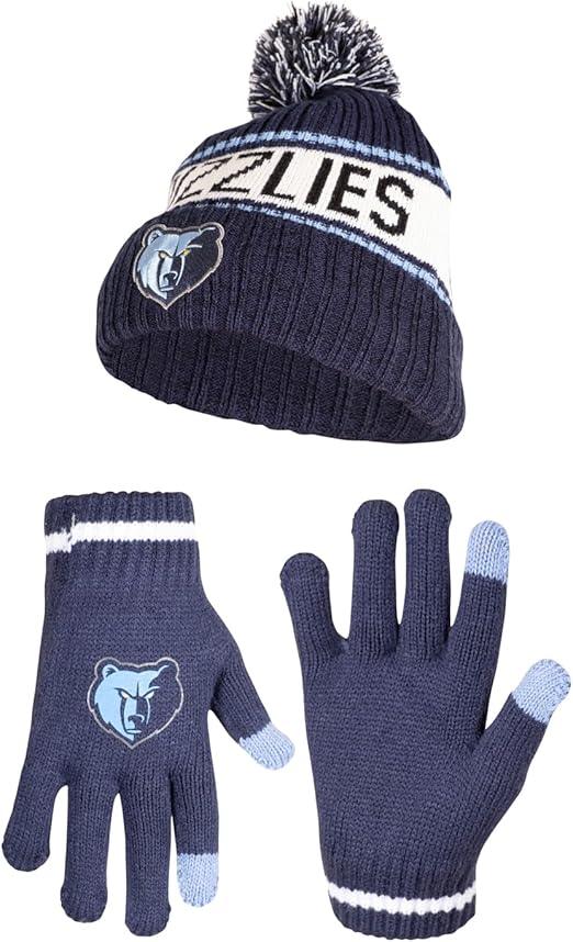 Ultra Game NBA Memphis Grizzlies Boys Girls Super Soft Winter Beanie Knit Hat With Extra Warm Touch Screen Gloves|Memphis Grizzlies - UltraGameShop