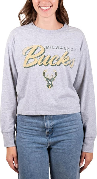Ultra Game NBA Milwaukee Bucks Women's Super-Soft Crop Top Shirt|Milwaukee Bucks - UltraGameShop