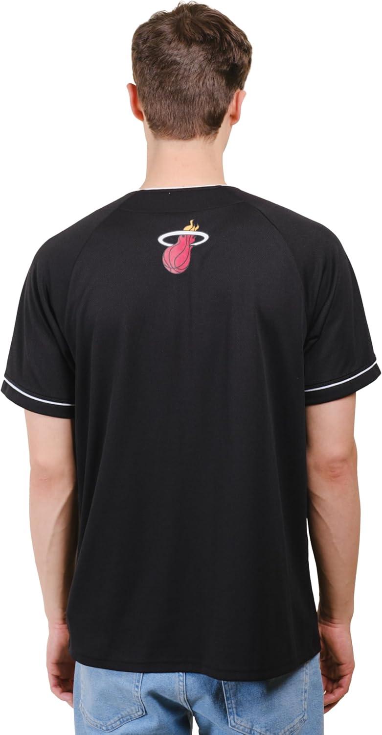 Ultra Game NBA Miami Heat Men's Mesh Button Down Baseball T-Shirt|Miami Heat - UltraGameShop