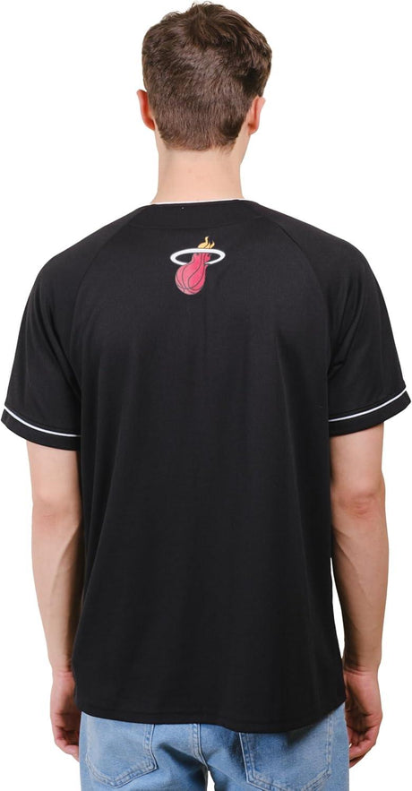Ultra Game NBA Miami Heat Men's Mesh Button Down Baseball T-Shirt|Miami Heat - UltraGameShop