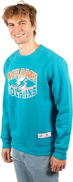 Ultra Game NFL Miami Dolphins Men's Super Soft Ultimate Crew Neck Sweatshirt|Miami Dolphins - UltraGameShop