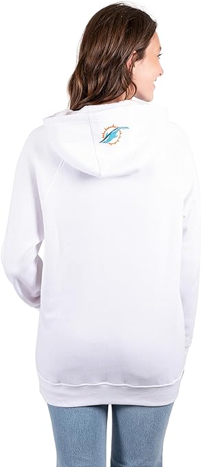 Ultra Game NFL Miami Dolphins Womens Fleece Hoodie Pullover Sweatshirt Tie Neck|Miami Dolphins
