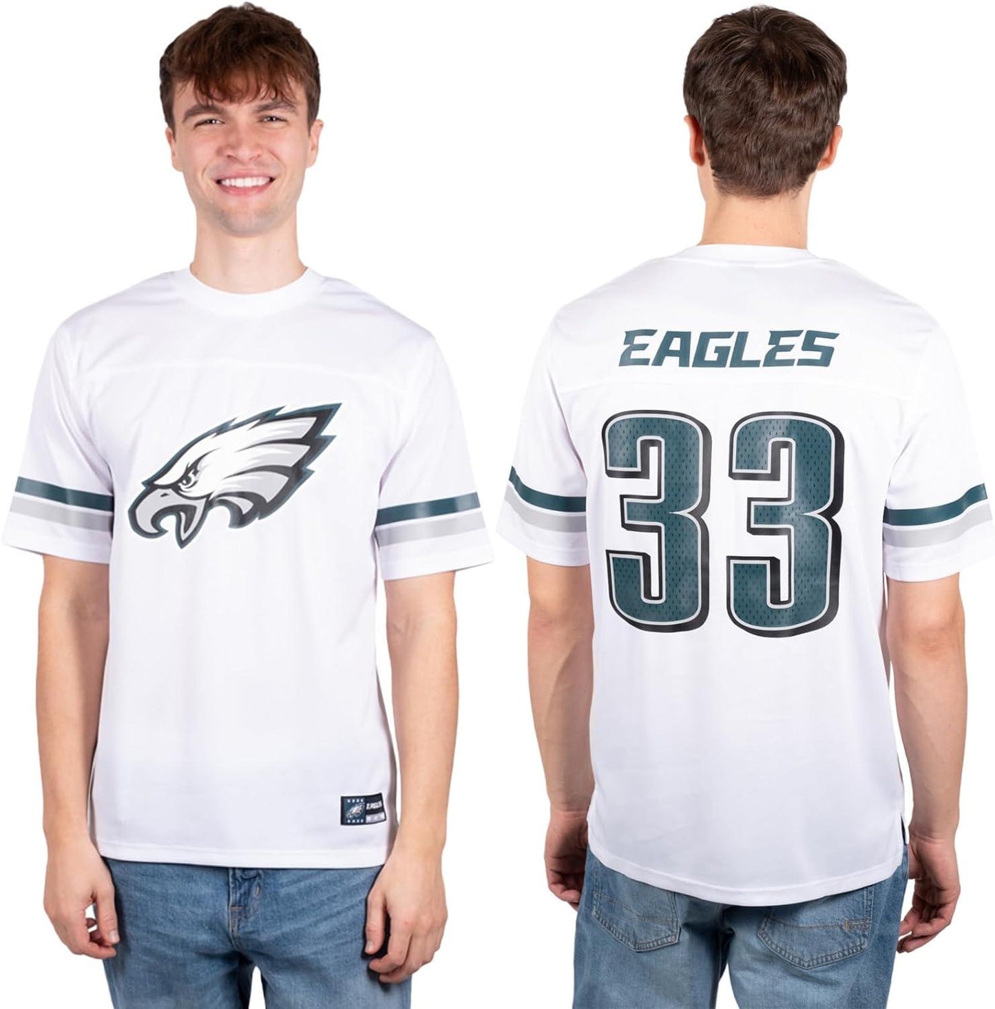 Ultra Game NFL Philadelphia Eagles Mens Standard Jersey Crew Neck Mesh Stripe T-Shirt|Philadelphia Eagles - UltraGameShop