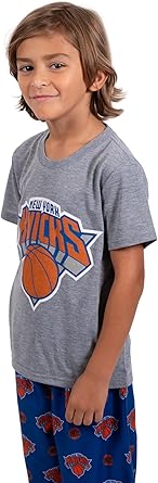 Ultra Game NBA Official Youth 2 Piece T-Shirt & Lounge Pants Pajama Set, New York Knicks, Boys Sizes|New York Knicks