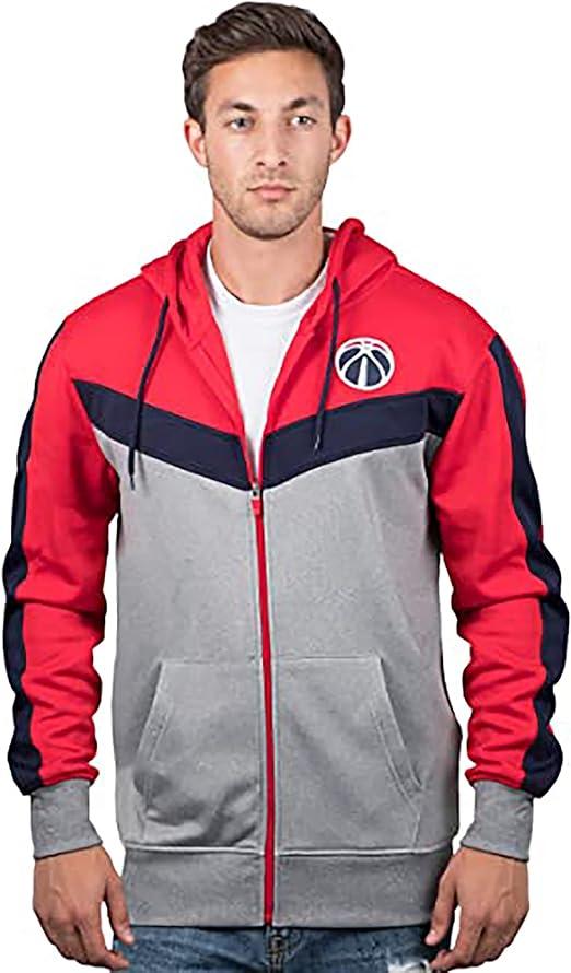 Ultra Game NBA Washington Wizards Men's Contrast Back Cut Full Zip Hoodie Sweatshirt|Washington Wizards - UltraGameShop