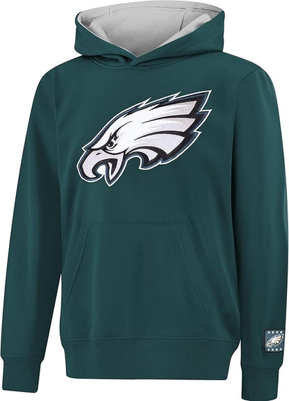 NFL Official Youth Super Soft Hoodie Sweatshirt Pullover - Warm Polyester Blend |Philadelphia Eagles