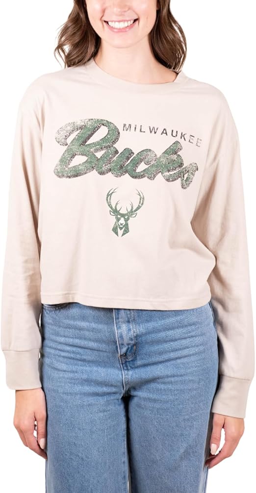 Ultra Game NBA Milwaukee Bucks Women's Super-Soft Crop Top Shirt|Milwaukee Bucks - UltraGameShop