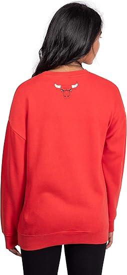 Ultra Game NBA Women's Chicago Bulls Extra Soft Fleece Distressed Oversized Pullover Sweatshirt | Chicago Bulls - UltraGameShop