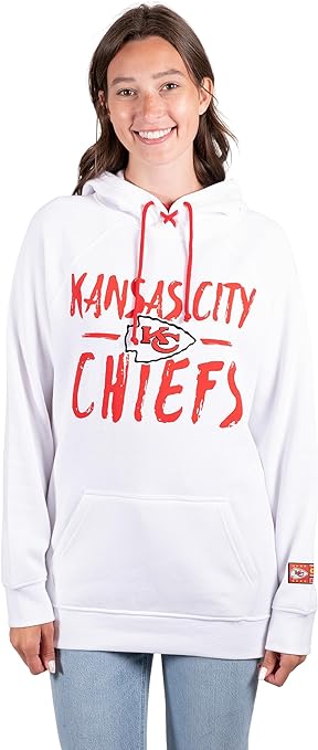 Ultra Game NFL Kansas City Chiefs Womens Fleece Hoodie Pullover Sweatshirt Tie Neck|Kansas City Chiefs - UltraGameShop