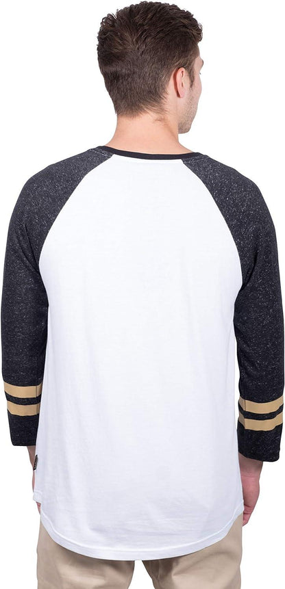 Ultra Game NFL Mens Super Soft Raglan Baseball Long Sleeve T-Shirt| New Orleans Saints - UltraGameShop