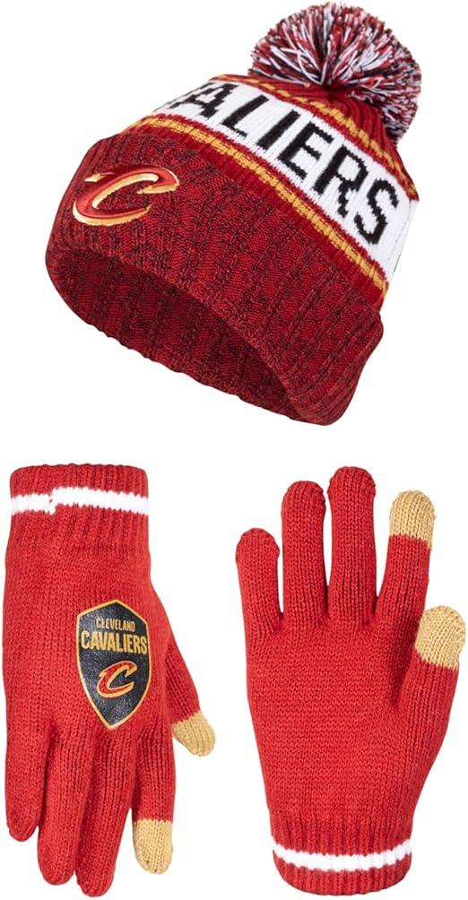 Ultra Game NBA Cleveland Cavaliers Boys Girls Super Soft Winter Beanie Knit Hat With Extra Warm Touch Screen Gloves|Cleveland Cavaliers - UltraGameShop