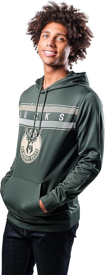 Ultra Game NBA Milwaukee Bucks Men's Fleece Hoodie Pullover Sweatshirt Poly Midtown |Milwaukee Bucks - UltraGameShop