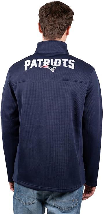 Ultra Game Men's Quarter-Zip Fleece Pullover Sweatshirt with Zipper Pockets New England Patriots - UltraGameShop