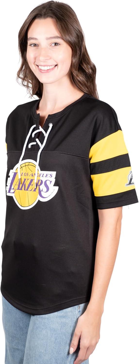 Ultra Game Women's Los Angeles Lakers Super Soft Mesh Lace-up Jersey Shirt | Los Angeles Lakers - UltraGameShop