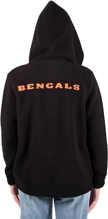 Ultra Game NFL Cincinnati Bengals Womens Full Zip Soft Sherpa Hoodie Sweatshirt Jacket|Cincinnati Bengals - UltraGameShop