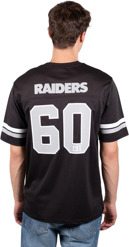 Ultra Game NFL Mens Standard Jersey Crew Neck Mesh Stripe T-Shirt|Las Vegas Raiders - UltraGameShop